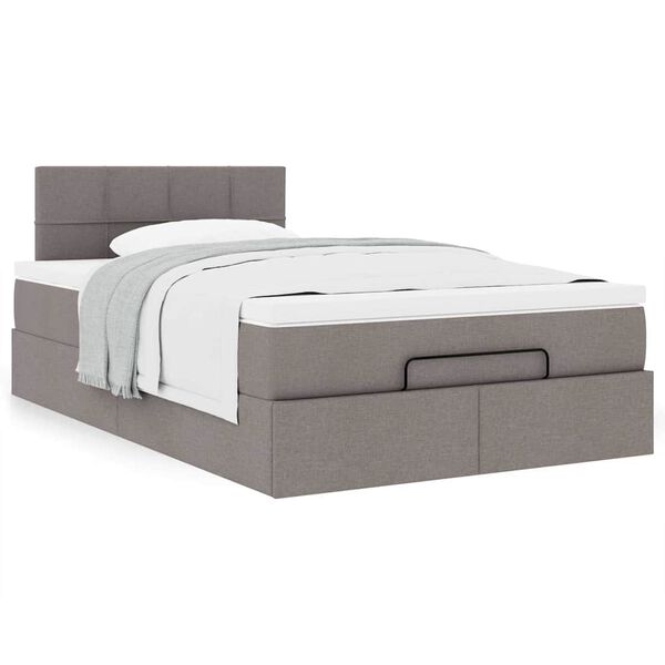 vidaXL Ottoman bed met matras 120x200cm stof taupe