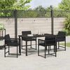 vidaXL Tuin eettafelset 5 pcs Zwart poly rattan