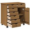 vidaXL Rolling Kast Honingbruin 63,5 x 39 x 65,5 cm Massief Vurenhout