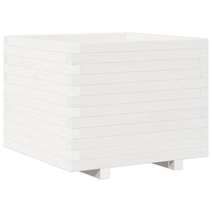 vidaXL Plantenbak 60x60x49,5 cm massief grenenhout wit