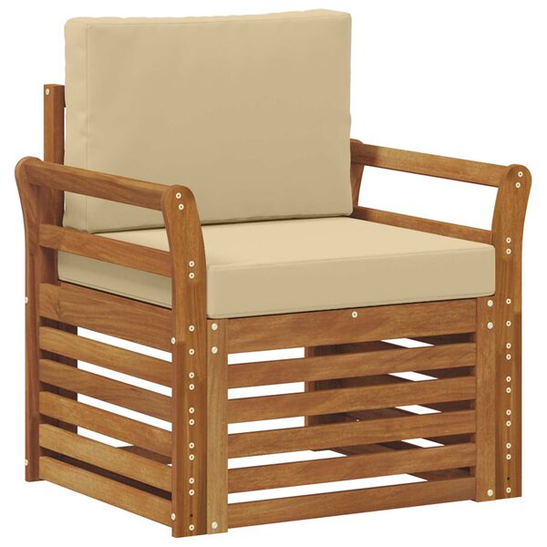 vidaXL Buiten bankenset Massief Acaciahout en Polyester Naturel