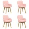 vidaXL Draai Eetstoelen 4 st Boucl&eacute; Roze 54 x 58 x 87 cm