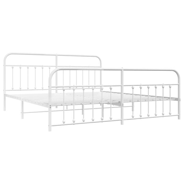vidaXL Bedframe met hoofd- en voeteneinde metaal wit 193x203 cm