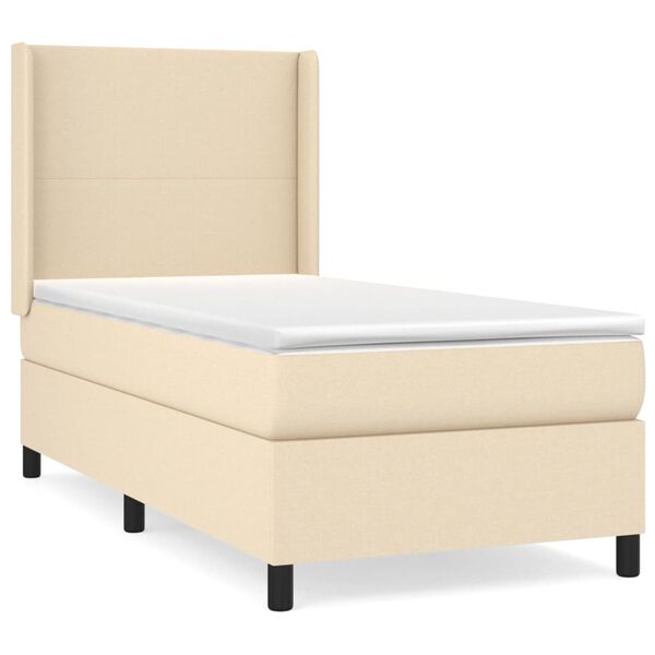 vidaXL Boxspring met matras stof cr&egrave;mekleurig 90x190 cm