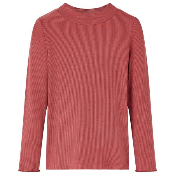 Kindershirt met lange mouwen en lage col 116 roodbruin