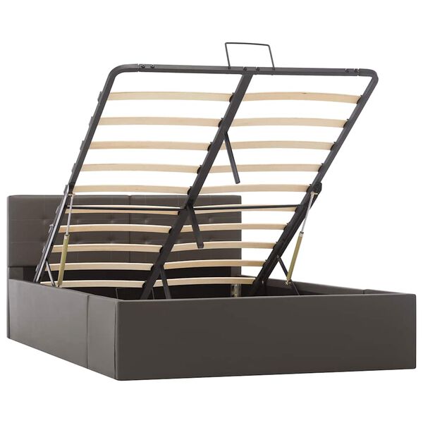 vidaXL Bedframe met opslag hydraulisch kunstleer grijs 120x200 cm