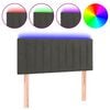 vidaXL Hoofdbord LED 100x5x78/88 cm fluweel donkergrijs