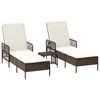 vidaXL Ligstoel 3 st poly rattan Bruin en Cr&egrave;me Wit