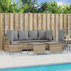 vidaXL 5-delige Loungeset met kussens poly rattan beige