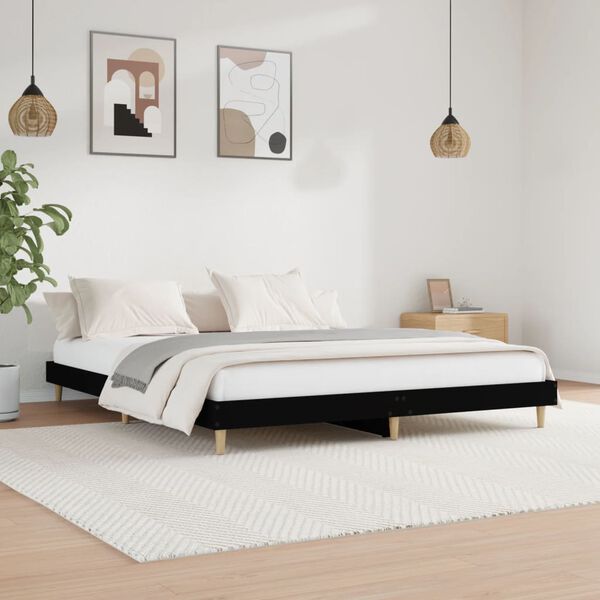 vidaXL Bedframe zonder matras 180x200 cm spaanplaat zwart