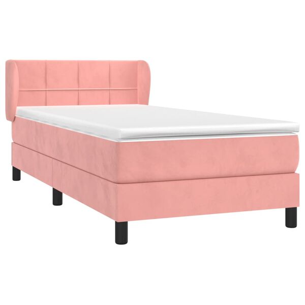 vidaXL Boxspring met matras fluweel roze 80x200 cm