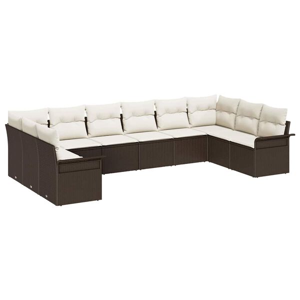 vidaXL Tuin Sofa Set met opslag 10 pcs Bruin poly rattan