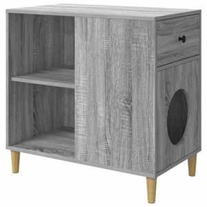vidaXL Kattenhuis Grijs Sonoma 72 x 42,5 x 70 cm Bewerkt hout