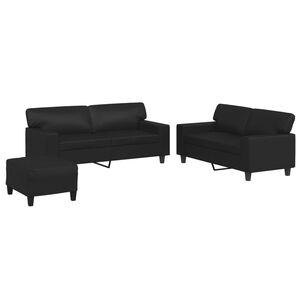 vidaXL 3-delige Loungeset kunstleer zwart