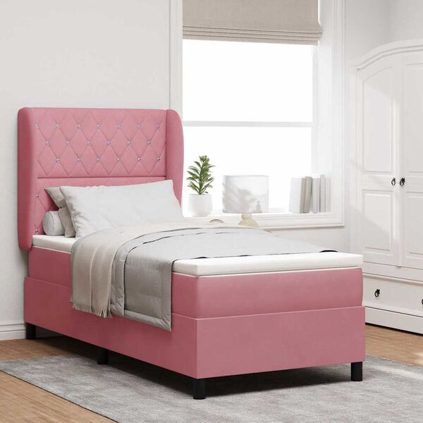 vidaXL Boxspringbed met matras Roze 200 x 100 cm Fluweel