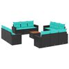 vidaXL 13-delige Loungeset met kussens poly rattan zwart