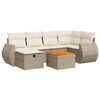 vidaXL 7-delige Loungeset met kussens poly rattan beige