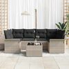 vidaXL Tuin Sofa Set met kussen 7 pcs Lichtgrijs poly rattan