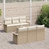 vidaXL Tuinbankenset met kussen 7 pcs Beige en Cr&egrave;me poly rattan