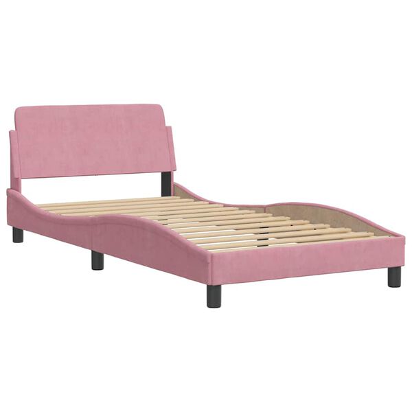 vidaXL Bedframe zonder matras fluweel roze 100x200 cm