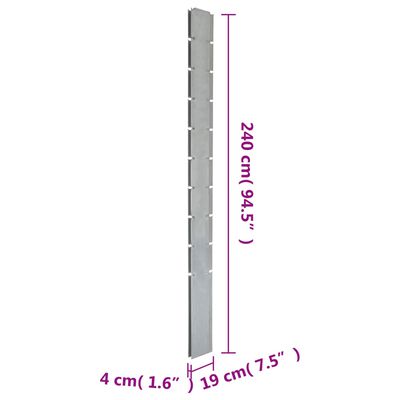 vidaXL Schanskorfpaal 240 cm gegalvaniseerd staal zilverkleurig