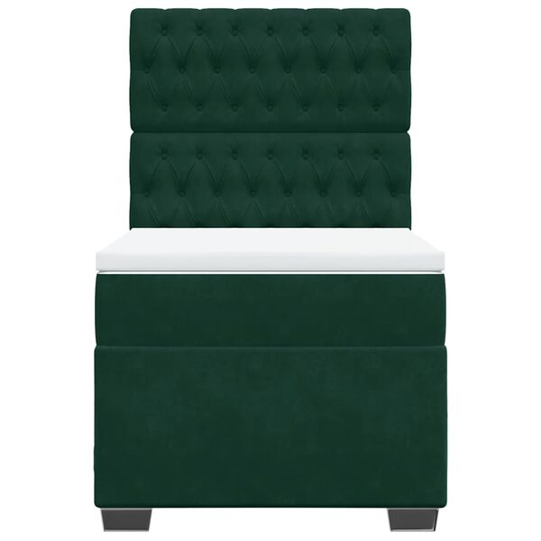 vidaXL Boxspring met matras fluweel donkergroen 80x200 cm