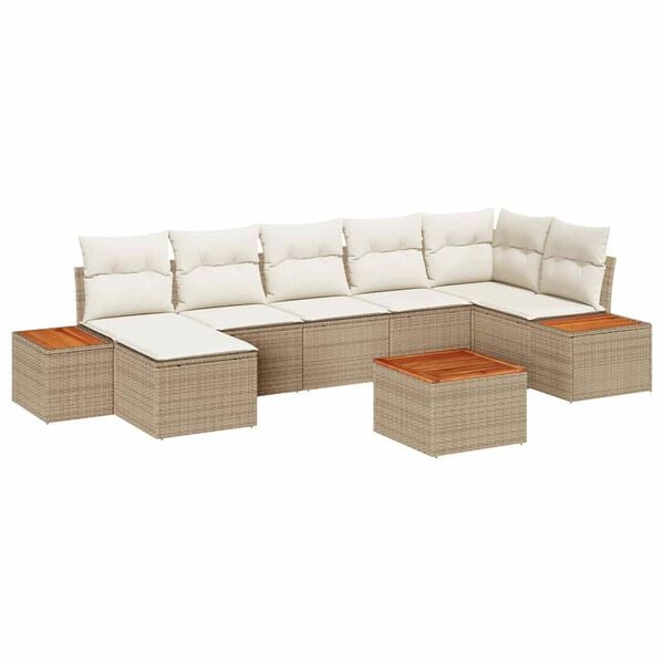vidaXL Tuin Sofa Set met kussen 8 pcs Beige poly rattan