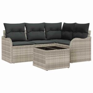 vidaXL Tuin Sofa Set Lichtgrijs poly rattan