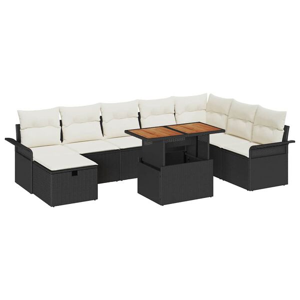 vidaXL Tuin Sofa Set 9 pcs Zwart poly rattan