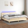 vidaXL Boxspring met matras en LED stof cr&egrave;mekleurig 200x200 cm