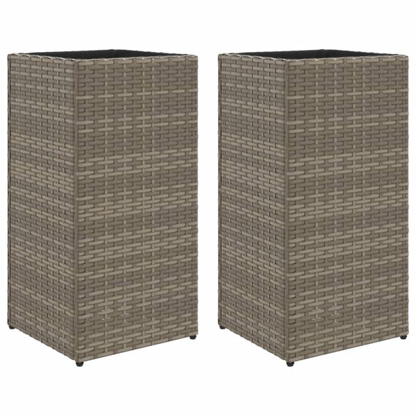vidaXL Plantenbakken 2 st 30x30x60 cm poly rattan grijs