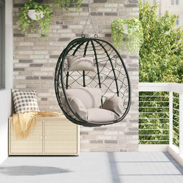 vidaXL Hangende ei-stoel Taupe 91.5 x 60 x 110 cm poly rattan