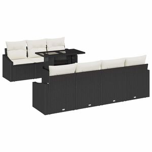vidaXL Tuin Sofa Set 8 st Zwart en Cr&egrave;me poly rattan