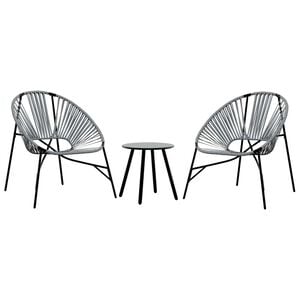 vidaXL Set tuinstoelen 3-delig poly rattan zwart en lichtgrijs