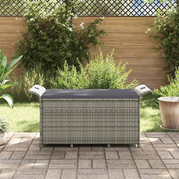 vidaXL Tuinbank met kussen 116x46x57 cm poly rattan grijs