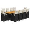 vidaXL 11-delige Bistroset met kussens poly rattan zwart