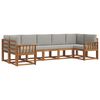 vidaXL Buiten bankenset met kussen 7 pcs Natuurlijk en Lichtgrijs