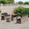 vidaXL Tuinbankenset met kussen 10 pcs Grijs poly rattan