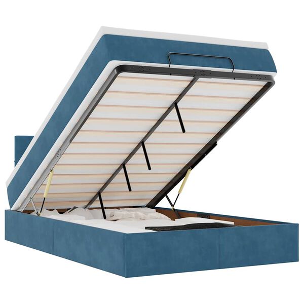 vidaXL Ottoman bed met matras en LED's 120x200cm fluweel donkerblauw