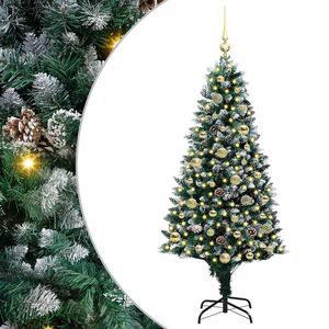 vidaXL Kunstkerstboom Groen 150 cm PVC en Staal en Kunststof