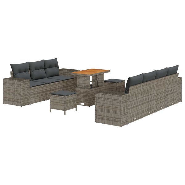vidaXL Tuin Sofa Set met kussen 10 pcs Grijs poly rattan