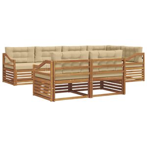 vidaXL Buiten bankenset met kussen 7 pcs Natuurlijk en Beige