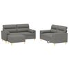 vidaXL 3-delige Loungeset met sierkussens en kussens stof donkergrijs