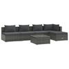 vidaXL 6-delige Loungeset met kussens poly rattan grijs