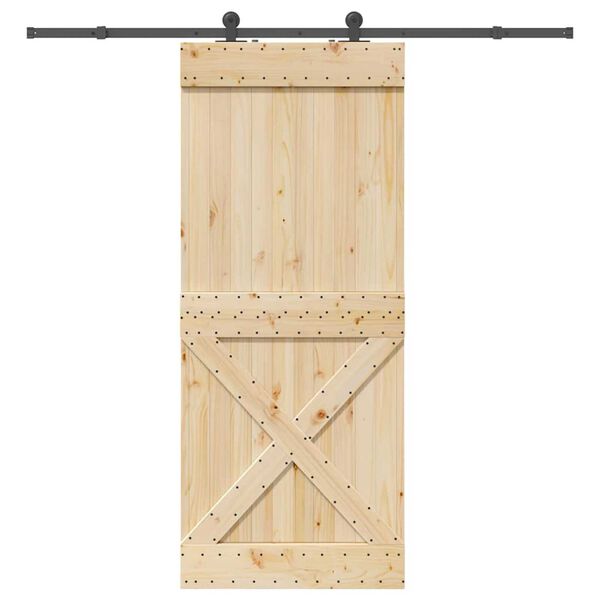 vidaXL Schuifdeur met beslag 95x210 cm massief grenenhout
