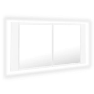 vidaXL Badkamerkast met spiegel en LED 90x12x45 cm acryl wit