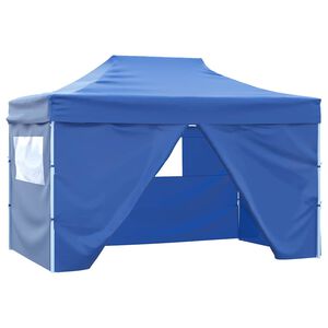 vidaXL Partytent met 4 zijwanden inklapbaar 3x4 m staal blauw