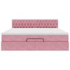 vidaXL Ottoman bed met matras en LED's 160x200cm fluweel roze