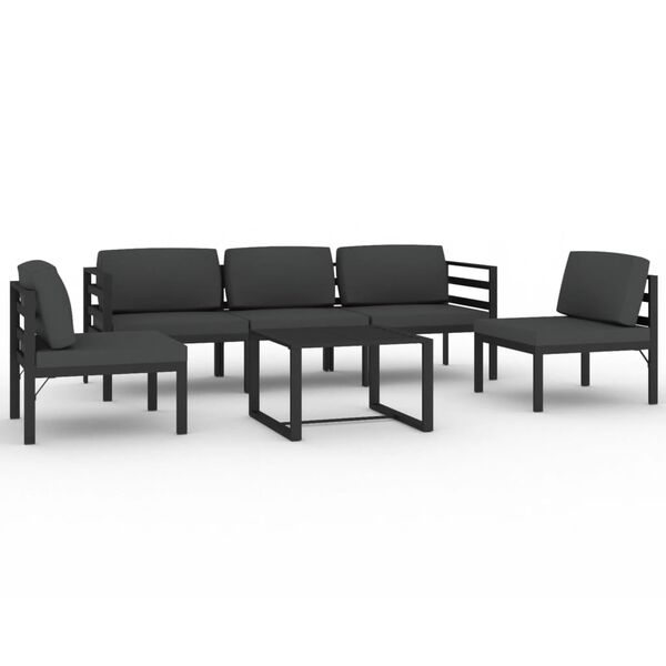 vidaXL 6-delige Loungeset met kussens aluminium antracietkleurig