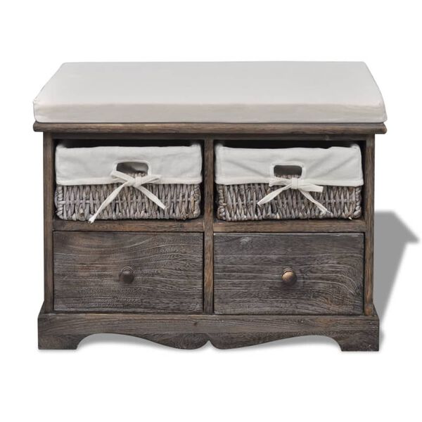 vidaXL Opbergbank 62x33x42 cm paulowniahout bruin